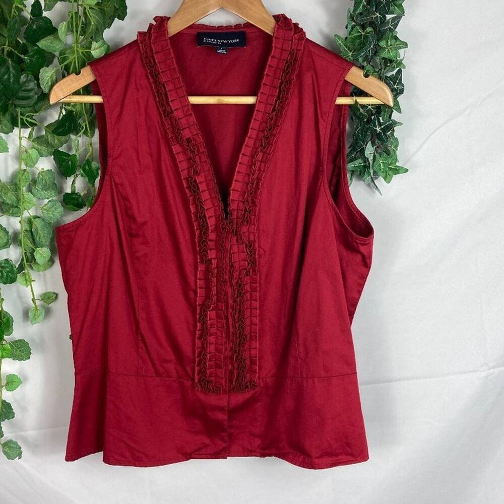 Jones New York Signature ruffle front vest L